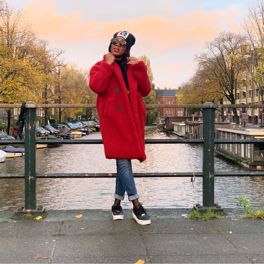 Women's Red Teddy Coat - Picture 3 of 3